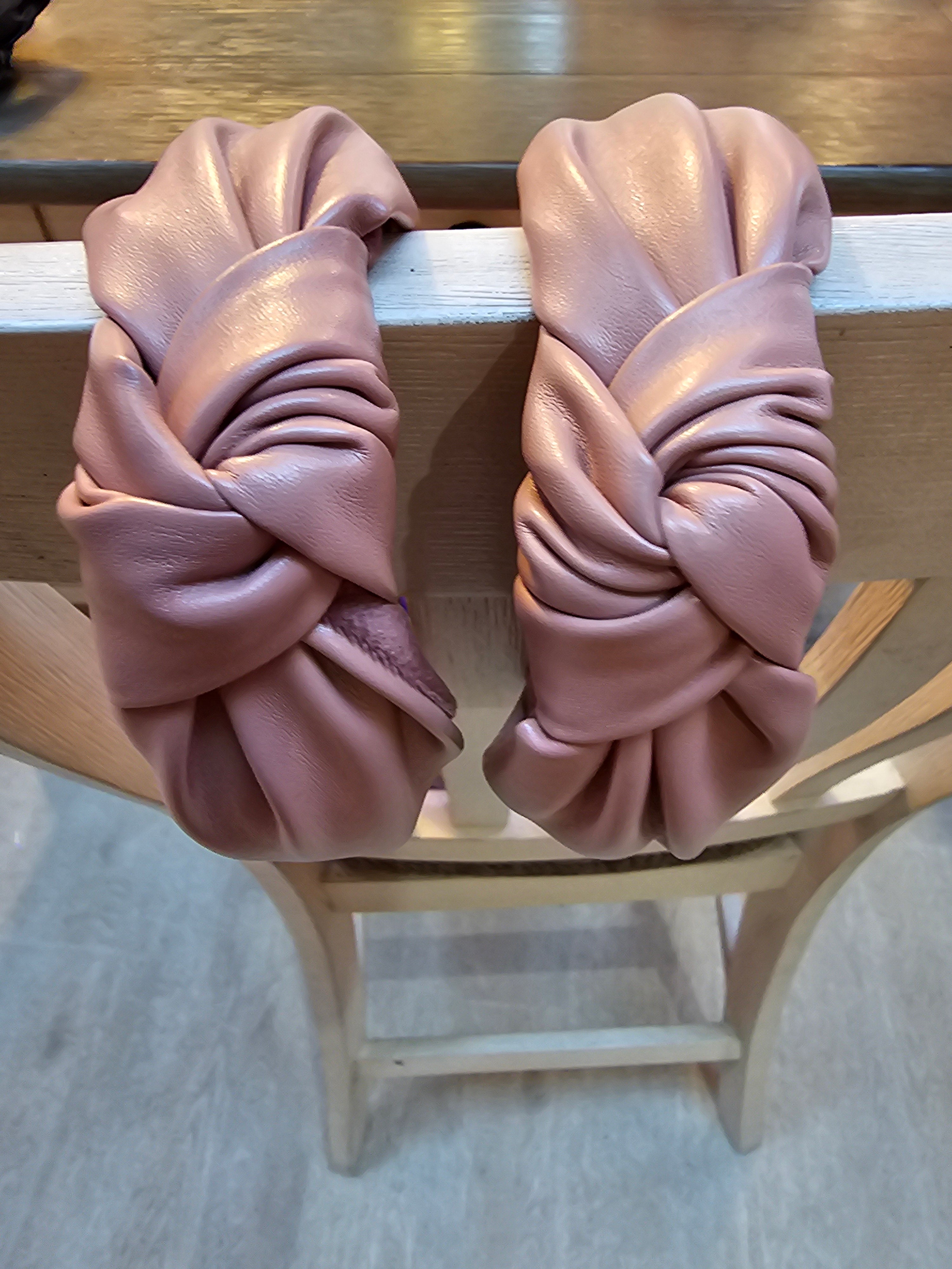 Rose Pink Leather Knotted Headband – GlitzyGlam