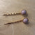 Purple Round Stone Hair Pin Set